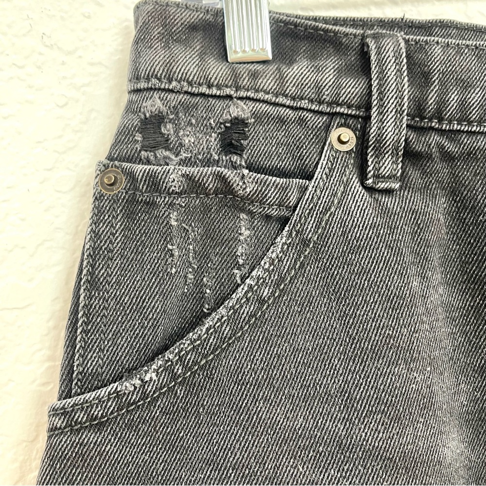 Free People We the Free Black Denim Skirt Raw Hem Button Fly Size 30 - Picture 5 of 12